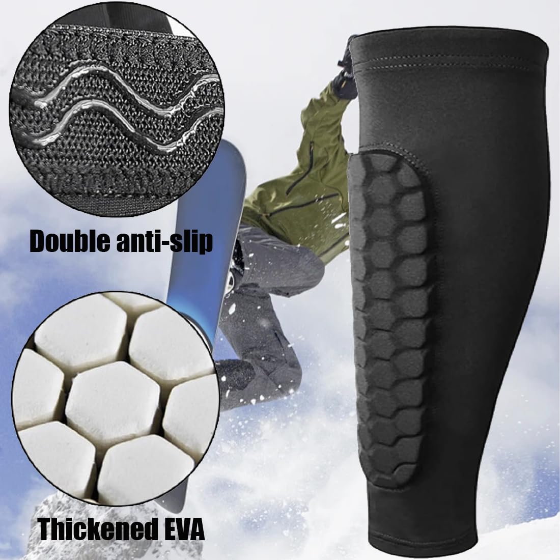 Protège-Tibias en Nid d'abeille Élastiques Respirants Anti-Collision Ski Football