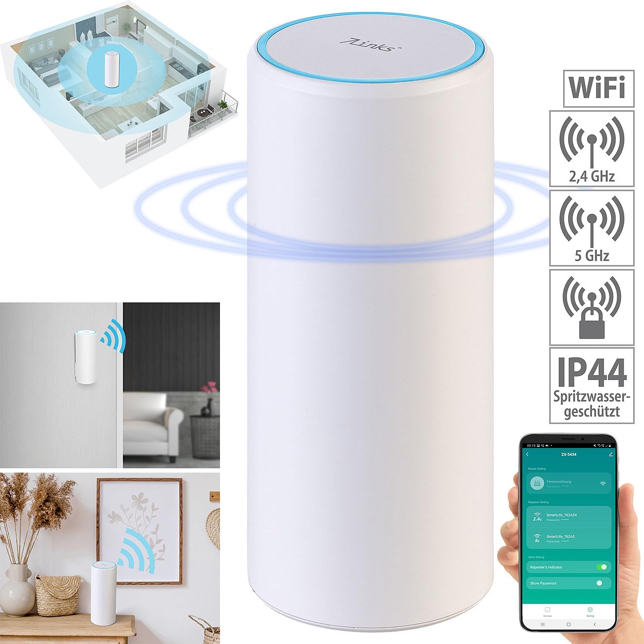 Répéteur wifi d'extérieur connecté 1200 Mb/s WLR-1240 Dual Band 5,0 & 2,4 GHz [7links]