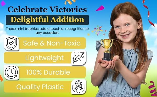 ZUGAR LAND Small Gold Trophies - 48 Pack. (4") Plastic. Bulk Mini Trophy Cups. Great Olympic/Sports Participation Event Tournaments and Competitions Party Favors Themed Decoration (48) by Zugar Land - Used condition - Image 5