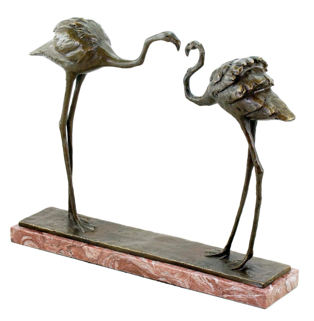 Rembrandt Bugatti - Figura de bronce firmada con dos flamencos (1912) - Estatua numerada - Figura decorativa limitada - Decoración moderna de plástico sobre mármol - Comprar escultura