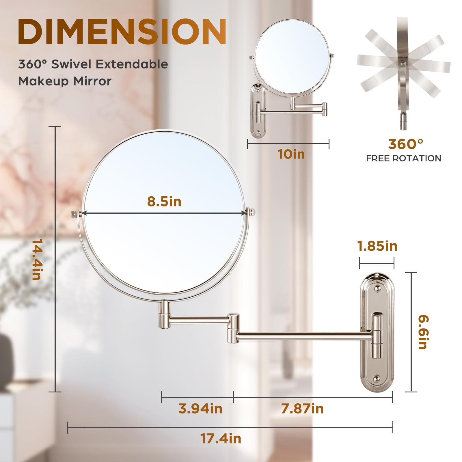 Wall Mounted Double-Sided Makeup Mirror