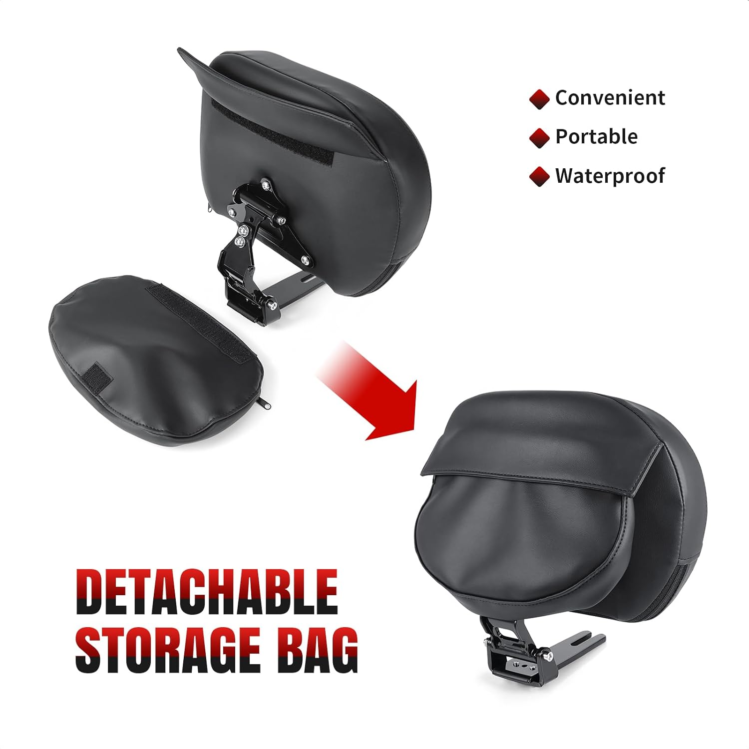 Driver Backrest Rider Backrest Mount Kit Storage Pouch for Can Am F3/F3-L/F3-S/F3-T 2015-2024