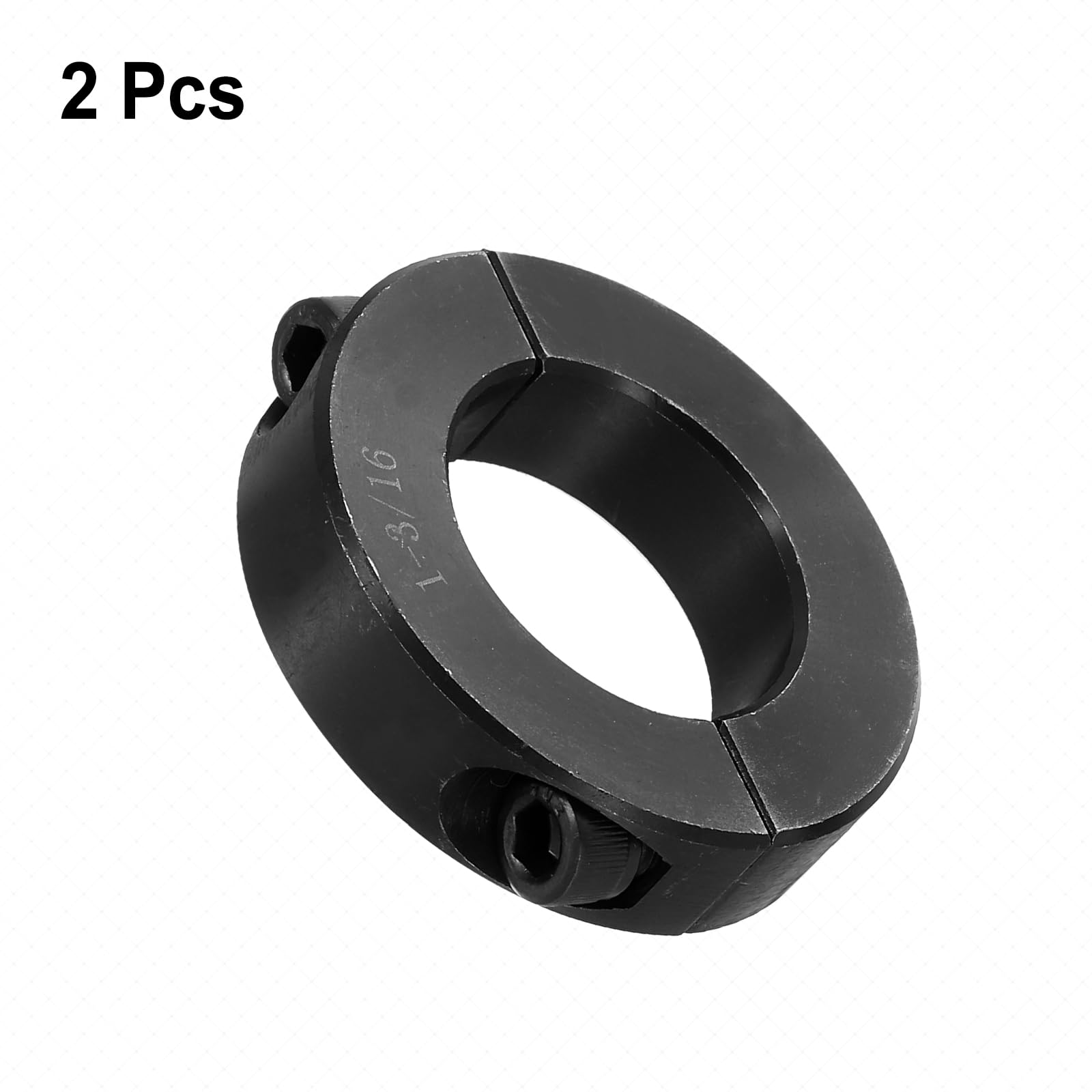 QUARKZMAN 2pcs Collar Eje Doble Dividido Para Eje 1-3/16", Collar Sujeción Dospcs, 2-1/16" DE, 1/2" Ancho, Collar Bloqueo Acero Óxido Negro, Estilo Tornillo Fijación