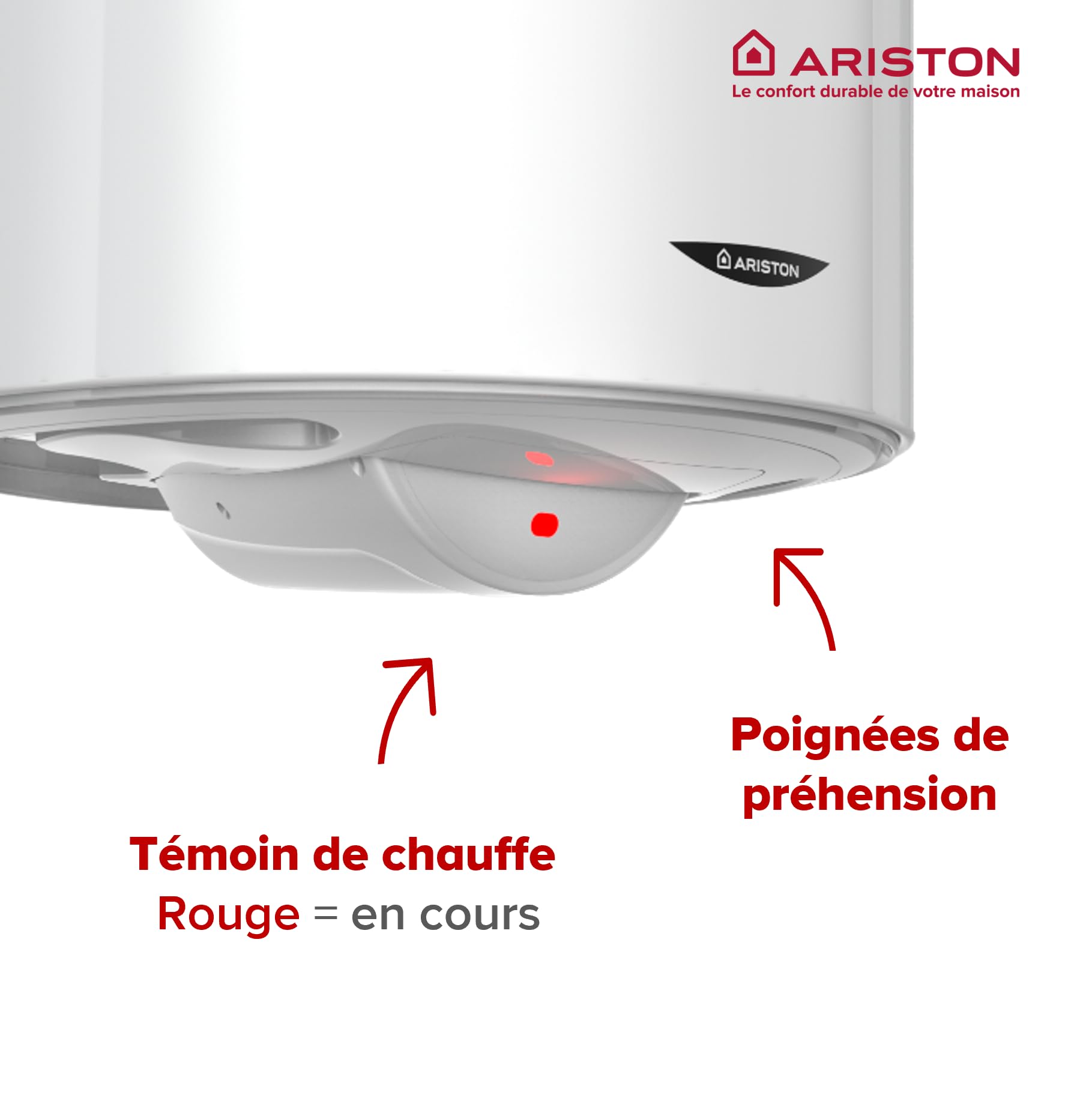 Ariston SAGEO 200 L - Chauffe-eau Électrique Vertical Mural 200L - Ø560mm - Résistance Stéatite Anticalcaire - Installation en eaux dures - NF Performance 2** - Conçu pour être installé en France