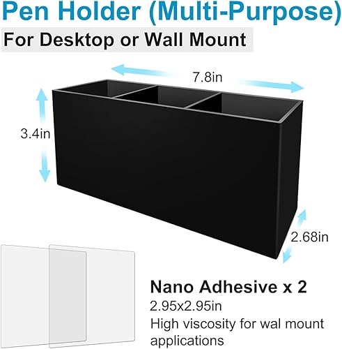 Miniatura 2 de Soporte acrílico para bolígrafos y cubiertos, taza de brochas de maquillaje, organizador de almacenamiento de escritorio o pared, perfecto para