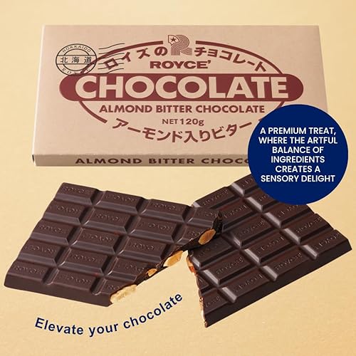 Miniatura 5 de ROYCE' Barra de chocolate "Almond Bitter" - Barra de chocolate con rico sabor a cacao, aperitivo gourmet para regalar y deleitar, chocolate japonés