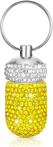 Soleebee Pastillero portátil con llavero brillante, organizador de píldoras de viaje pequeño, contenedor de píldoras impermeable al aire libre,