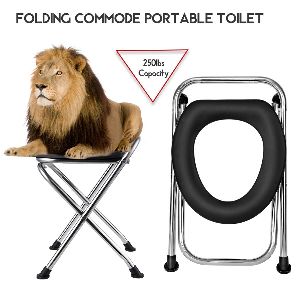 LIFEI Portable Camping Toilet Seat Folding Travel Toilet Commode Chair