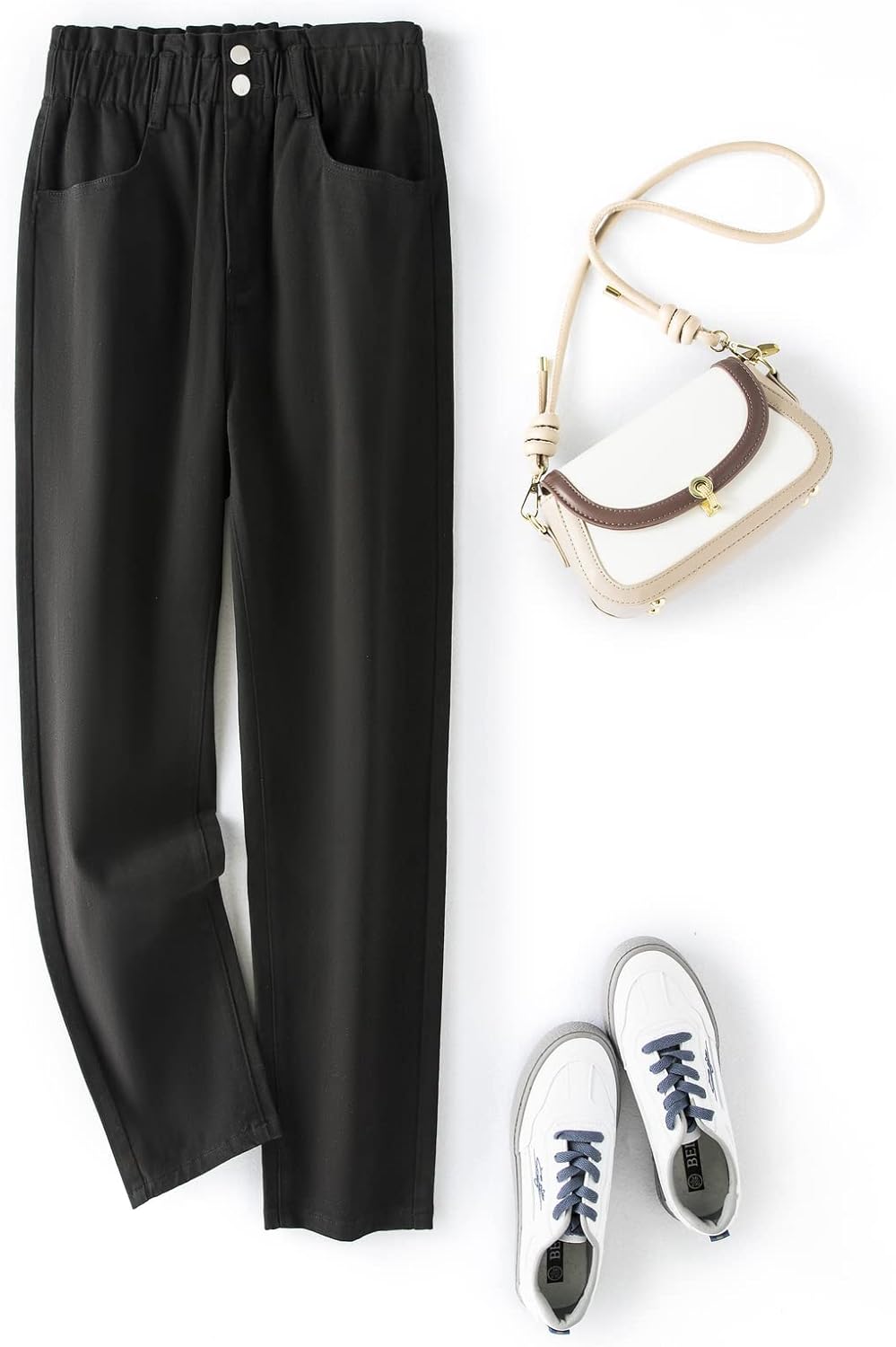 LEIJIJEANS Plus Size Khaki Jeans for Women Tapered Women Jeans Full Length Mom High Waist Tall Loose Harem Denim Pants