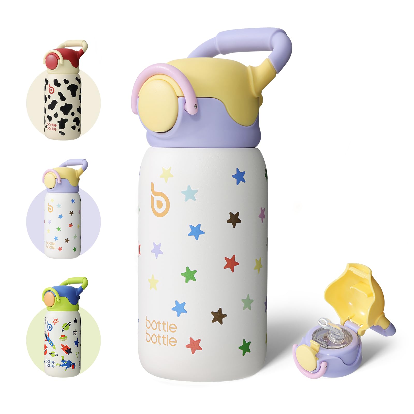 BOTTLE BOTTLE Edelstahl Trinkflasche 500ml – auslaufsicher & doppelwandig isoliert, hält Getränke heiß & kalt, BPA-frei, tragbare Isolierflasche für Büro Schule Sport Reise (Stellar Pop)