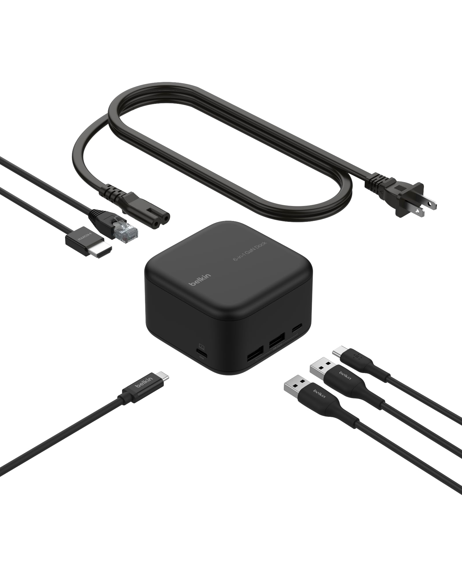 Belkin Connect USB-C 6-in-1 Core GaN Dock 130W, Multiport Docking Station w/ 96W PD to Peripherals, USB-C, USB-A, Gigabit Ethernet, & HDMI 4K Ports for Gaming, MacBook Pro, PC Laptops, & Chromebook