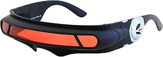 FLAWLESS EYEWEAR Futuristic Space Alien Costume Party Cyclops Shield Colored Mirror Mono Lens Wrap Sunglasses 147mm (Black Red)
