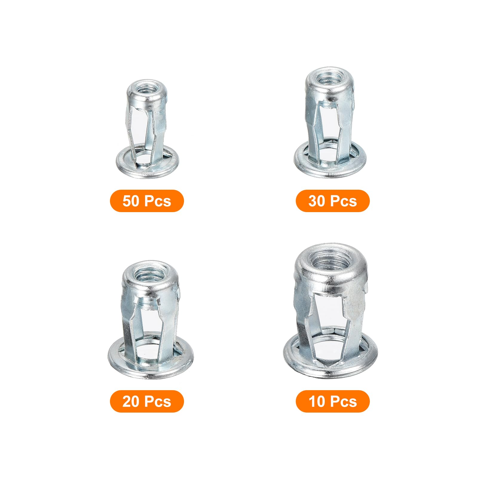 QUARKZMAN 110 Stück Eingebettete Nietmuttern, Vielgreif-Mutter Blindnietmuttern M4-0.7 M5-0.8 M6-1.0 M8-1.25 Blindeniet Für Kunststoff Pressspan Hartfaserplatte Türanker Stahlrohr