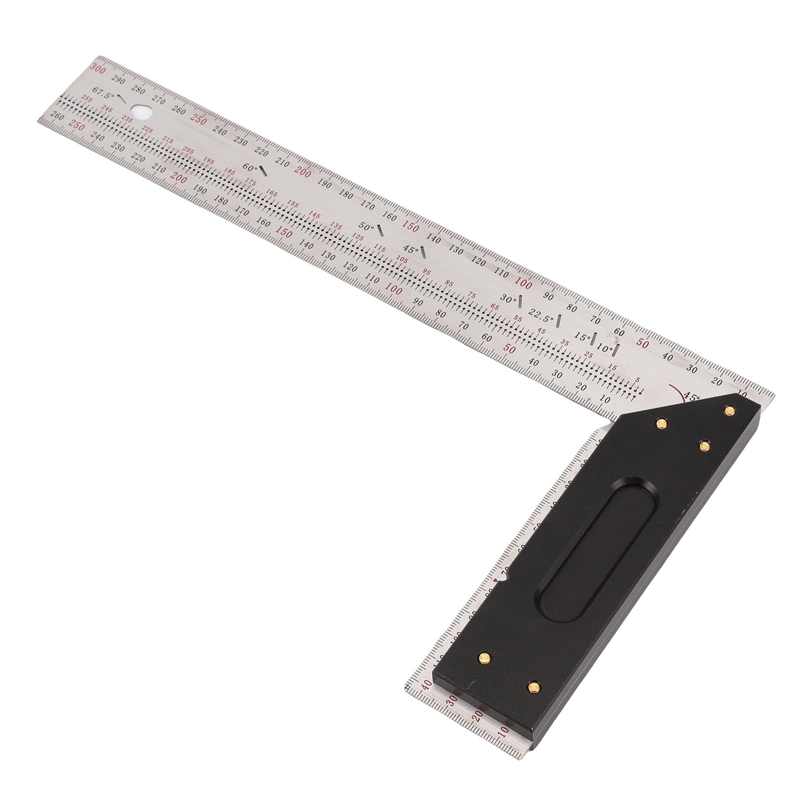 Squadra per la Lavorazione del Legno, Righello Ad Angolo Retto da 90 Gradi in Acciaio Inossidabile da 300 Mm, Squadra da Carpentiere con Fori Rotondi da 0,8 Mm Marcatura Accurata, da