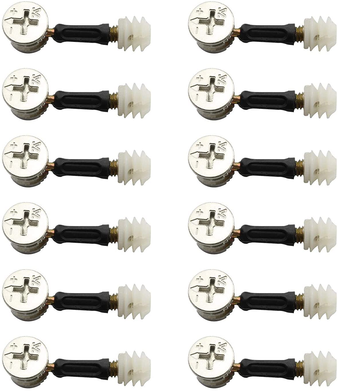 Longdex Men's 12Pcs Furniture Connecting Cam Fitting 15X11mm With Dowel And Plastic Pre-Inserted Nut