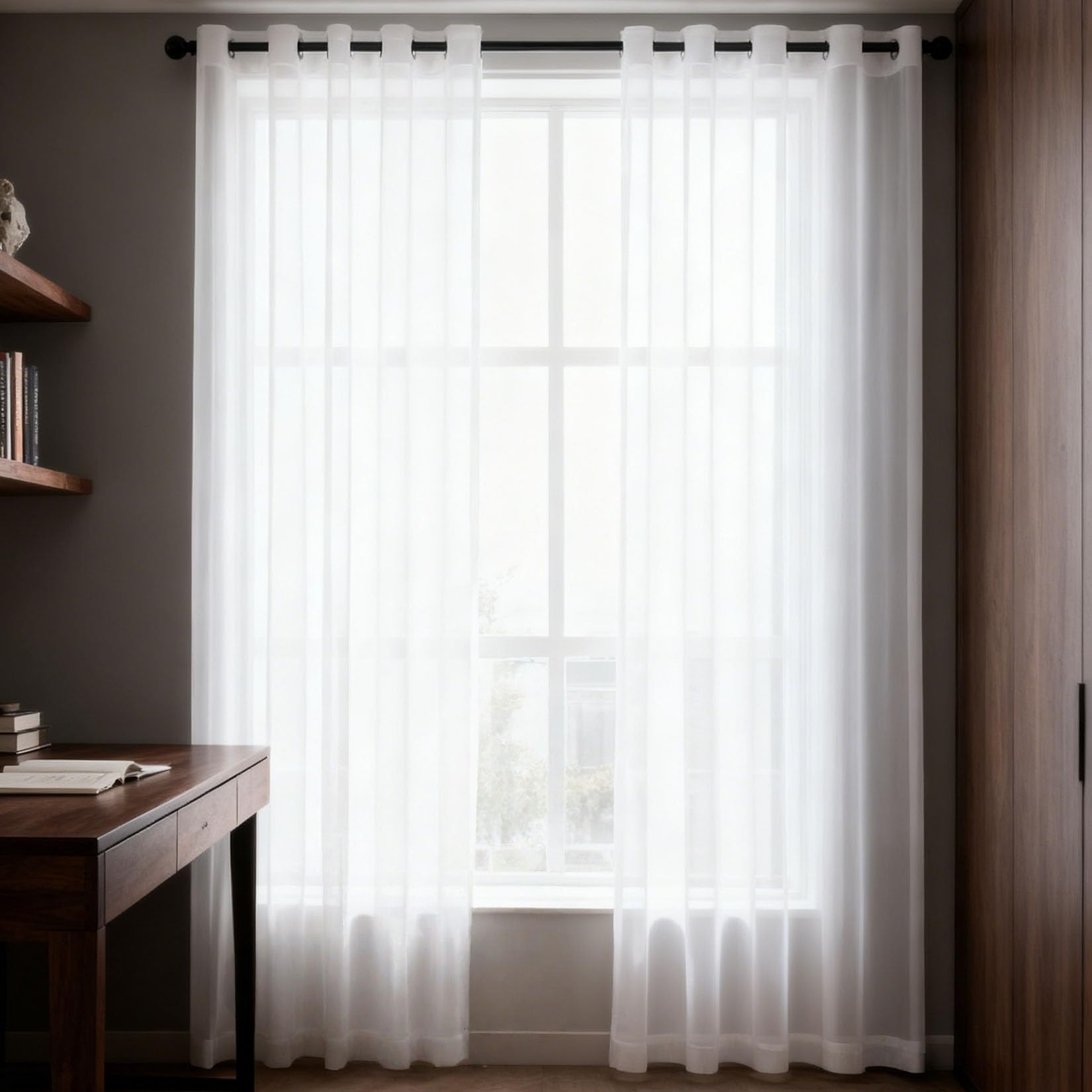 Rideau tulle blanc au fini luxueux doux et élégant vintage pour chambre