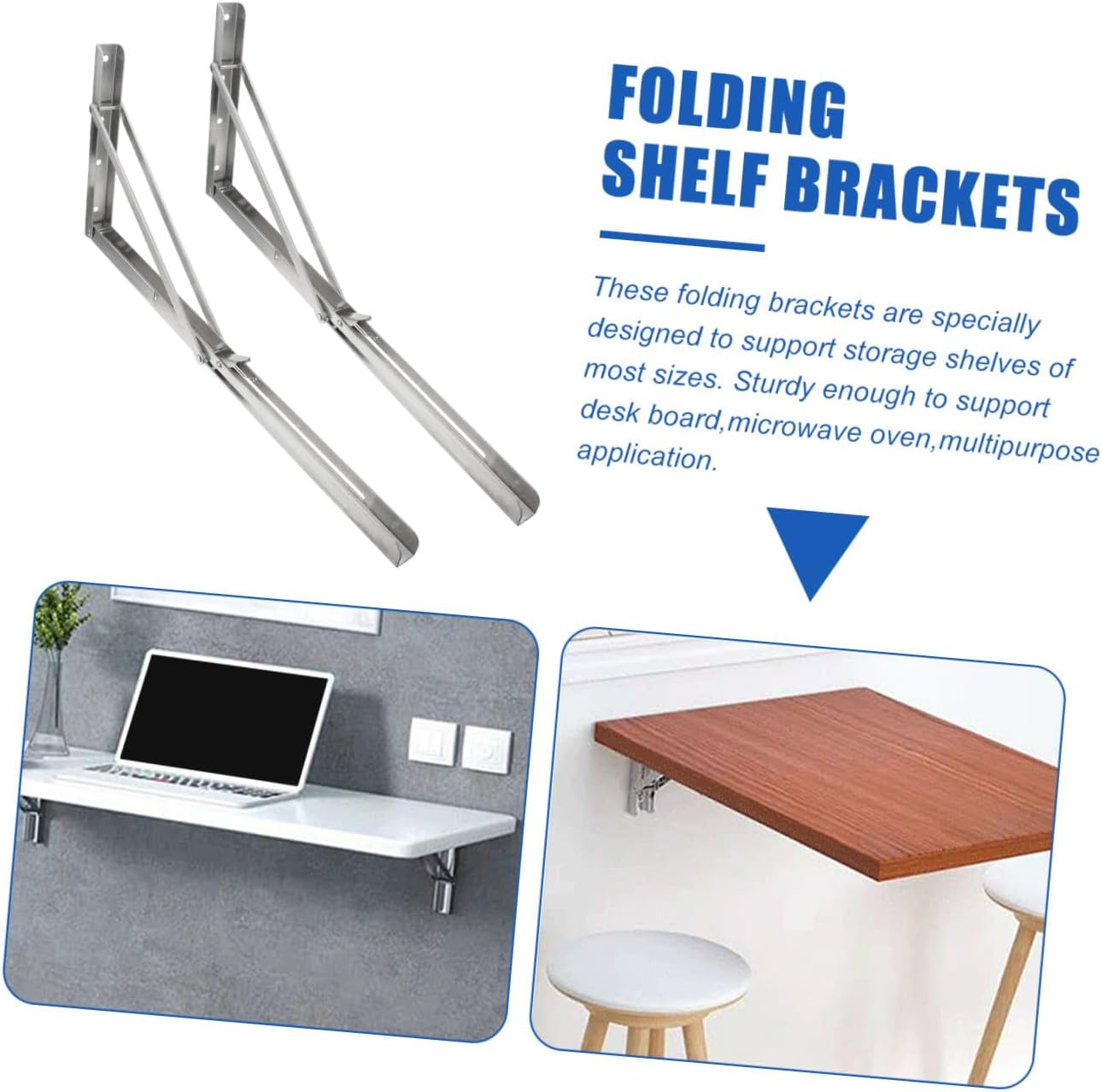 DOITOOL Stainless Steel Folding Wall Shelf Bracket Collapsible Bracket Wall Mounting