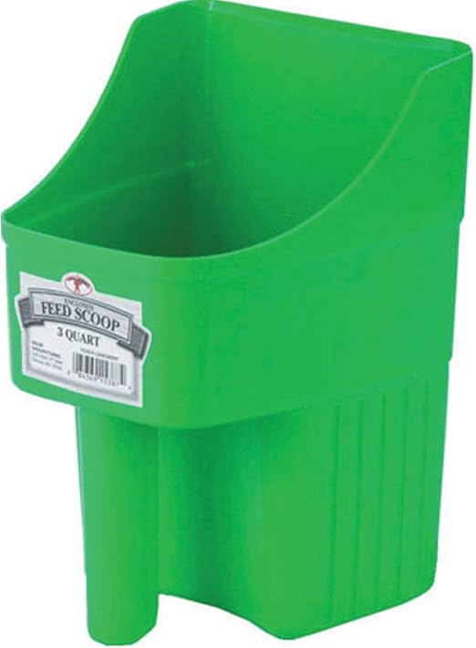 Little Giant® Plastic Enclosed Feed Scoop | Heavy Duty Durable Stackable Feed Scoop with Measure Marks | 3 Quart | Ranchers, Homesteaders and Livestock Farmers | Lime Green