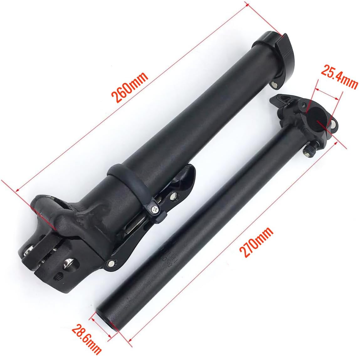 Folding Bike Stem Quick-Release Left Fold Aluminum Alloy Adjustable Stem Without Teeth 25.4×28.6×440mm