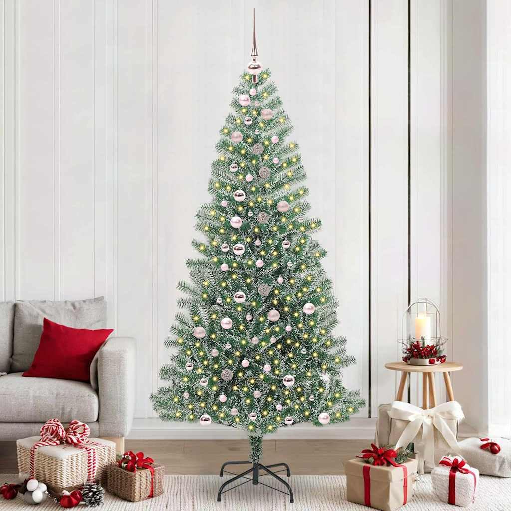Arbre de Noël enneigé pour salon et jardin grand sapin artificiel lumineux 240 cm festif