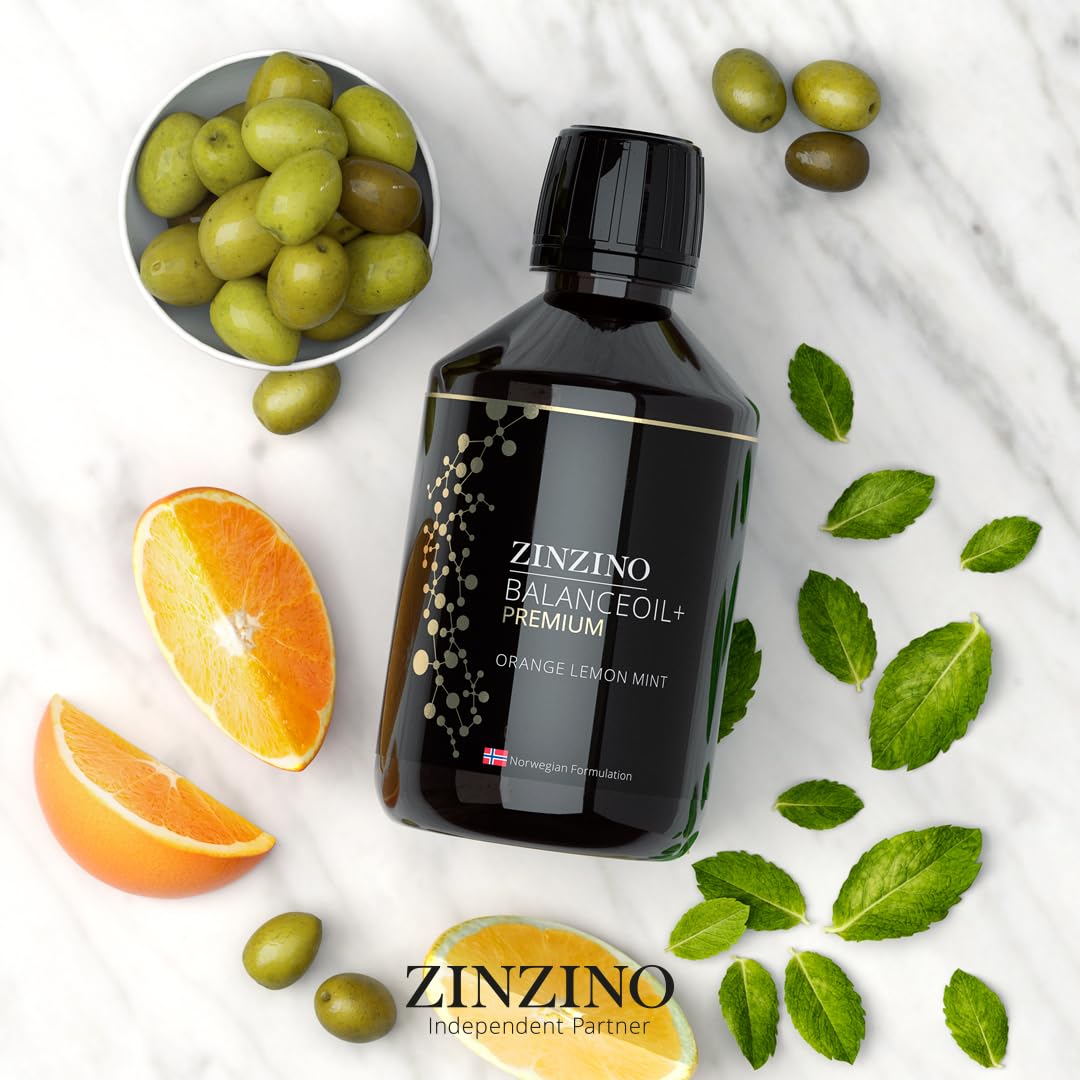 ZinZino BalanceOil+ Premium Olej rybny z Omega-3 2478 mg, Omega-9, Witamina D3, Tokoferol, DHA, EPA z oliwą z oliwek, 300 ml