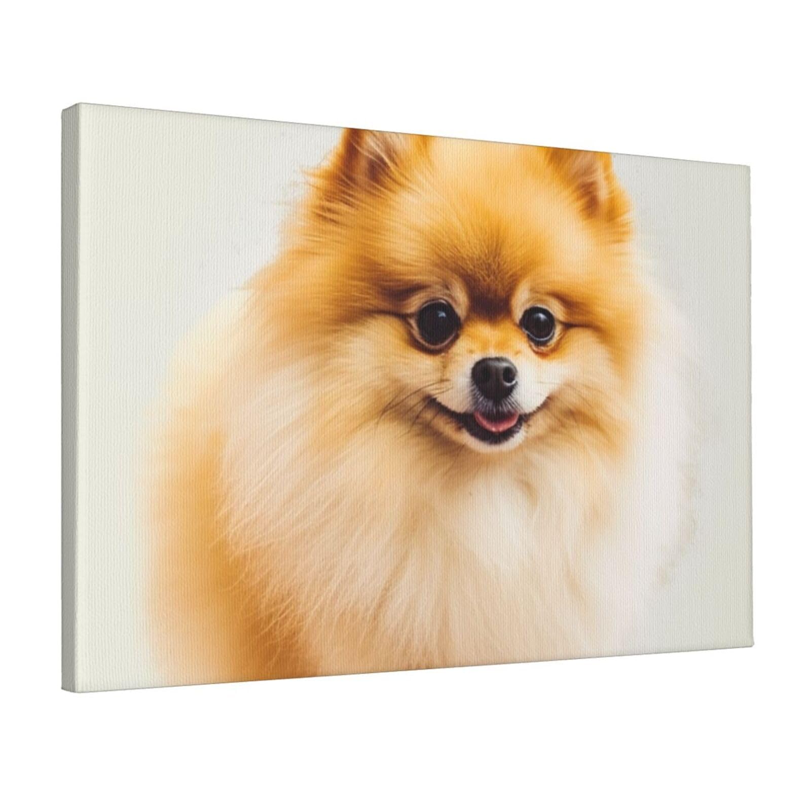 DWVTSLH Yellow pomeranian Poster Paintings Canvas Wall Art Bedroom Prints Home Decor Hanging Picture Modern Home Artworks Aesthetic for Living Room Office Wall Decor 12x18in Unframed