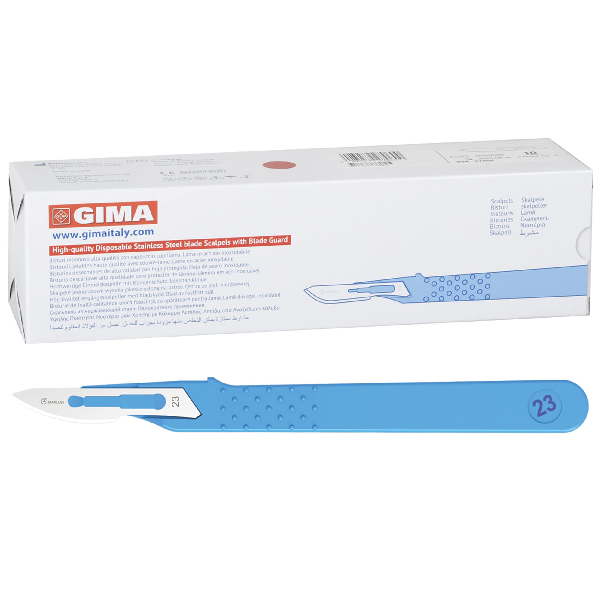 GIMA - Sterile Einweg-Skalpelle, Standardmodell, Nr. 23, 10er-Pack, 27067