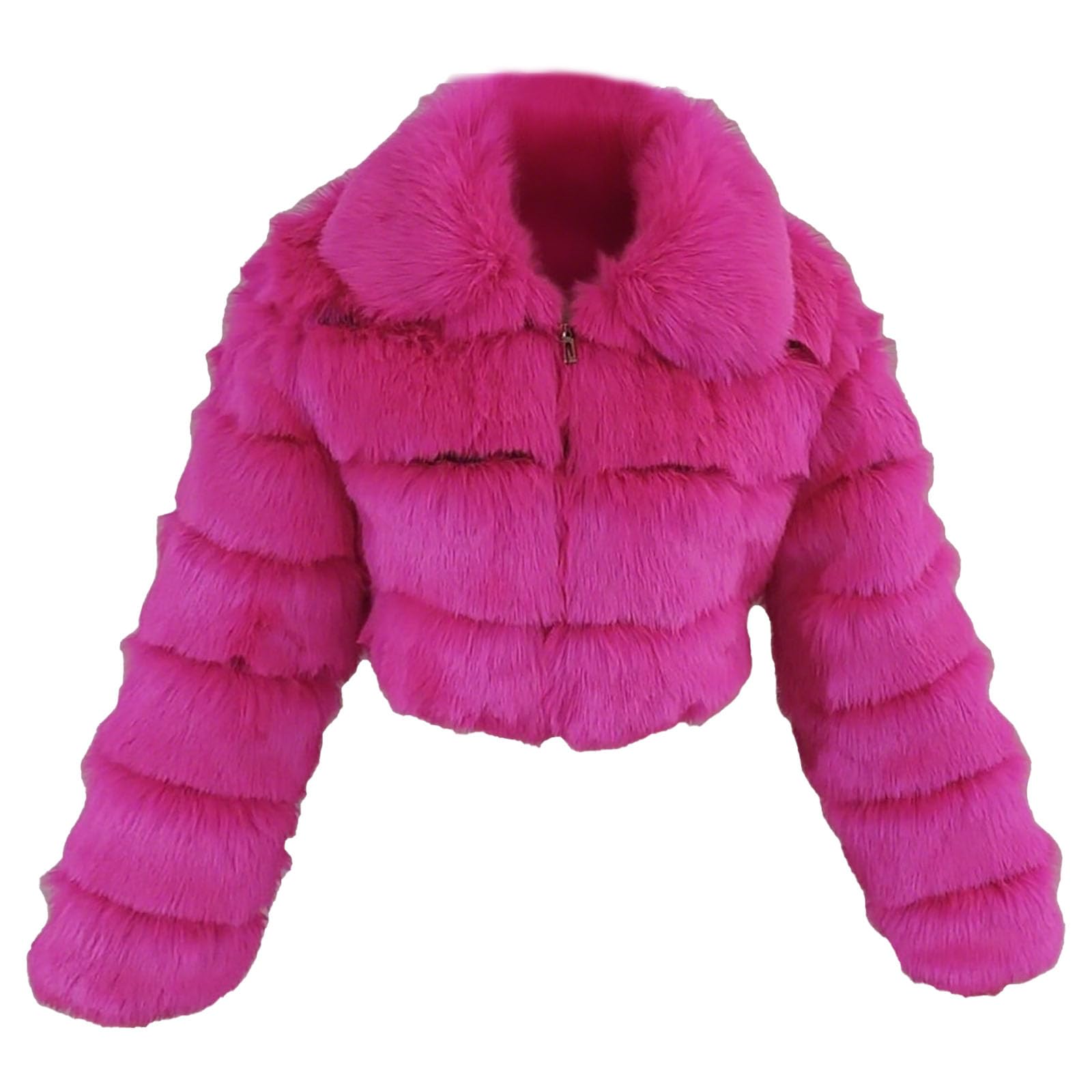 Chaqueta con cremallera para mujer, abrigo de piel sintética esponjoso, chaqueta corta con cremallera, chaquetas abrigadas de invierno.