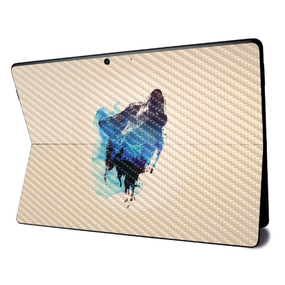 MightySkins Carbon Fiber Skin for Microsoft Surface Pro X - Lone Wolf | Textured Carbon Fiber Finish | Easy to Apply, Remove, and Change Styles | Made in The USA