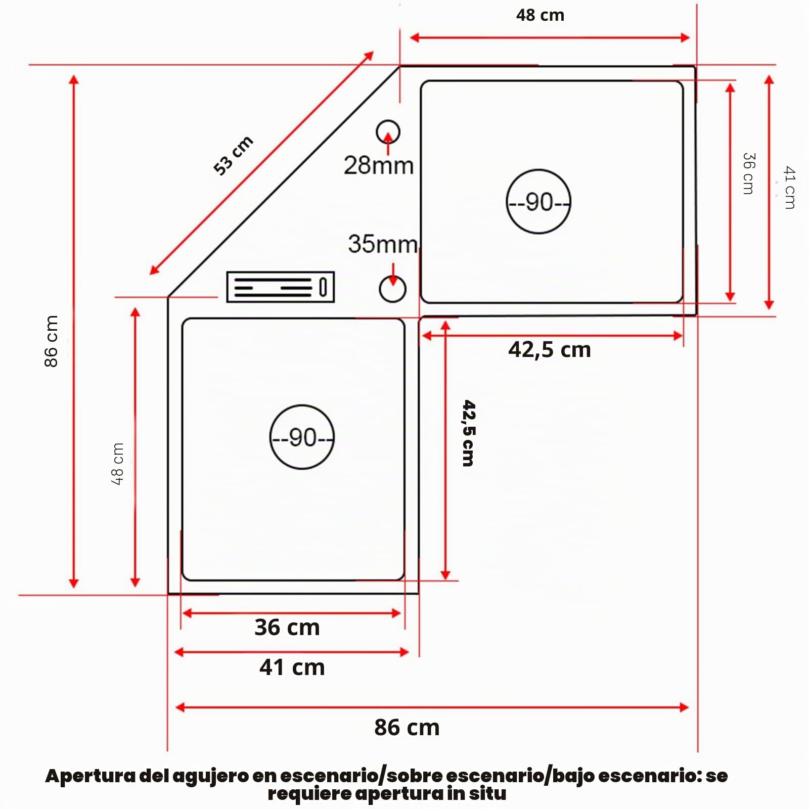 Fregadero de Cocina Nuevo Fregadero de Esquina Nano Fregadero de Acero Inoxidable 304 Fregadero Engrosado con Recubrimiento Nano y Caja portacuchillos Adecuado para Barra casera (Color: A, T