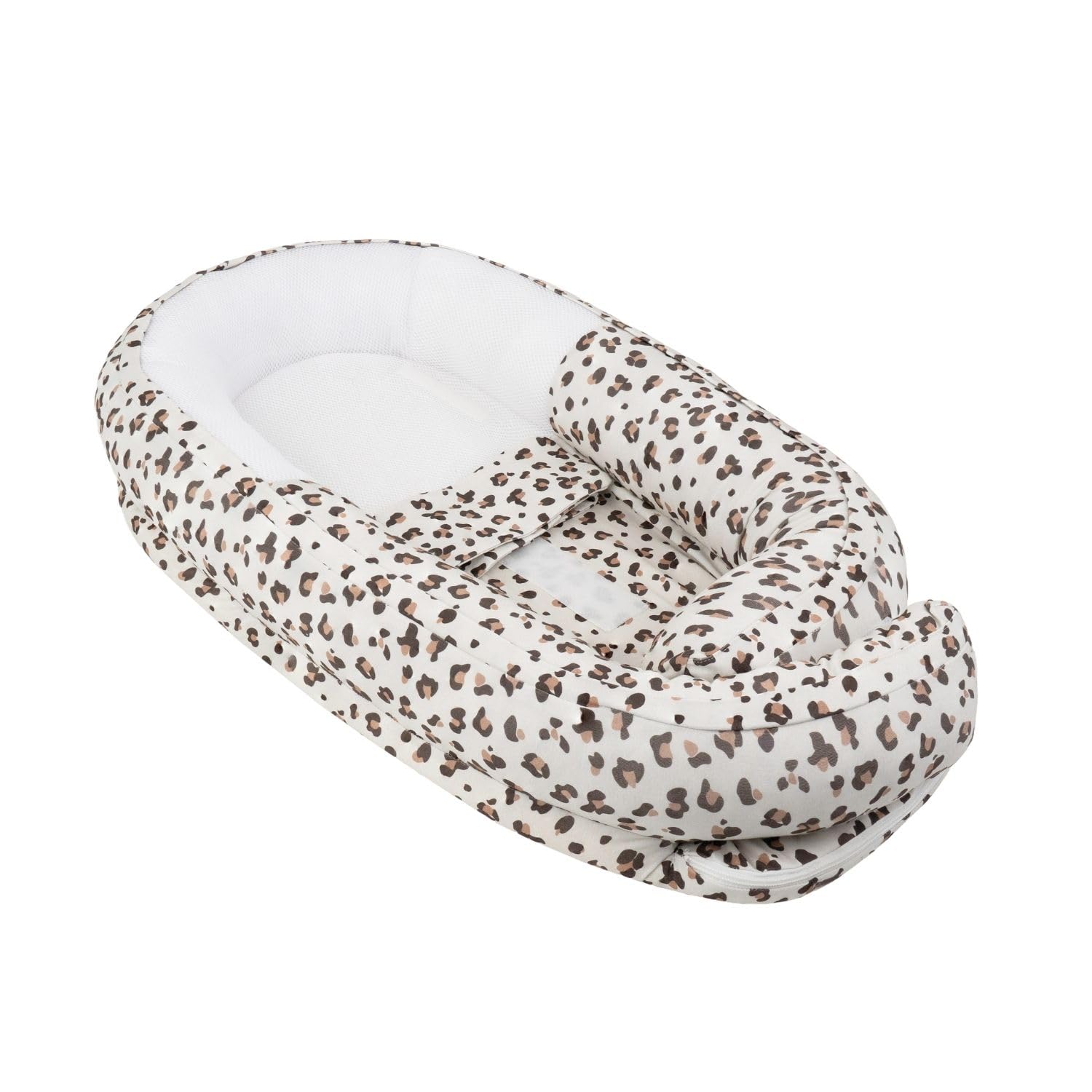 doomoo Cocoon Réducteur nouveau-né Leopard Cream - Evolutif & Respirant, 0-3 mois