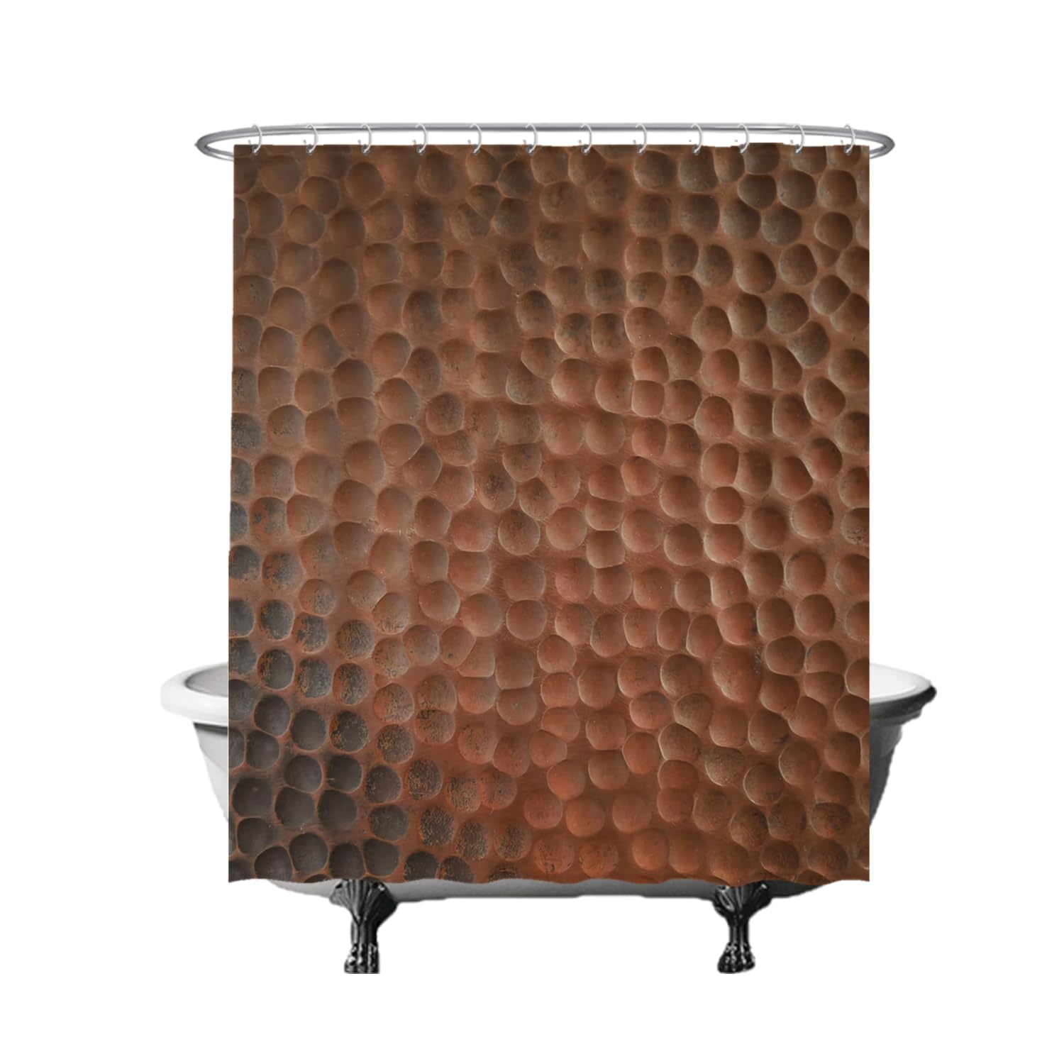 Ulticool Blue - Shower Curtain - Industrial Metal Copper - 180 X 200 Cm - Bathroom Curtain - Washable - Mould-Proof - With 12 Rings White - Brown