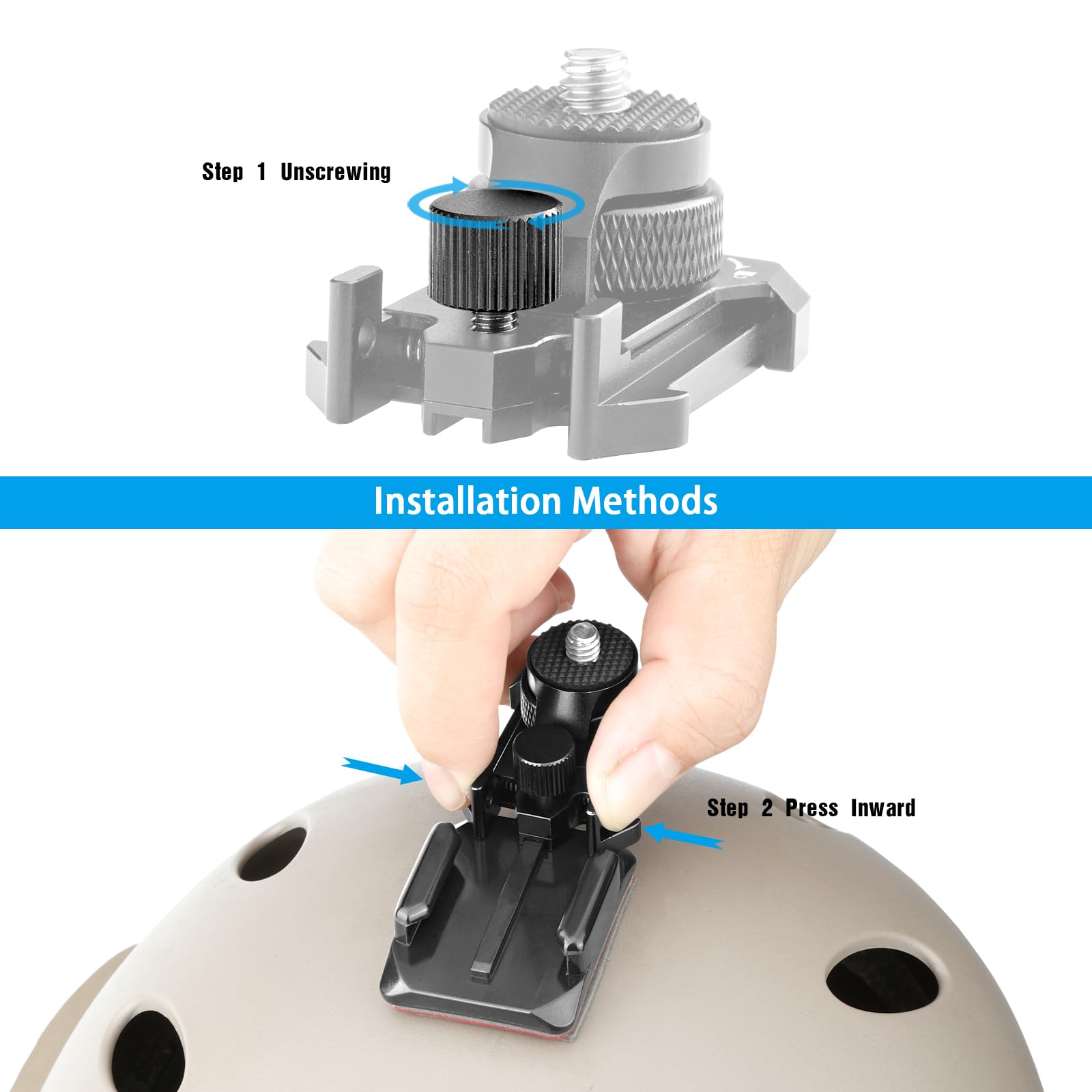 Forevercam Schnellwechselplattenklemme, mit 1/4 Zoll Schutzverschluss und 360 Grad Drehung, sehr geeignet für GoPro Serie und andere austauschbare Teile