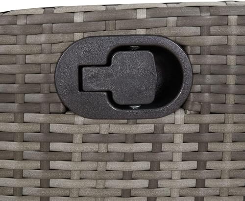 Miniatura 8 de Silla de patio reclinable con cojines gris Poly Rattan Patio Sillas Sillas para Comedor para patio, playa, estudio, terraza