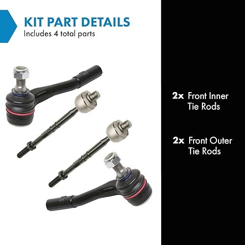 Vista 1026 de TRQ - Juego de barras de acoplamiento delanteras interiores y exteriores