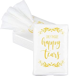 Juvale 60-Count Wedding Facial Tissue Packs, Dry Those Happy Tears Tissues for Guests, 3-Ply, 10 Sheets Each Pack, Bulk We...