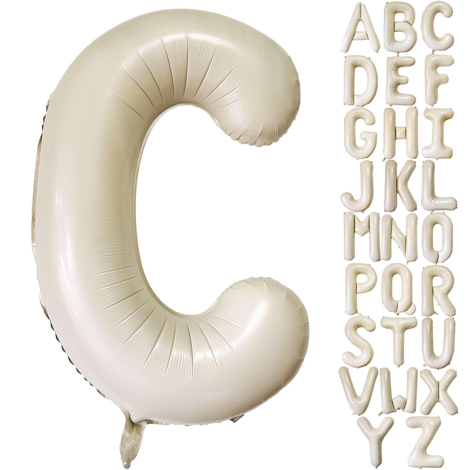 Cream White Letter C Balloons, 40 Inch Giant Letter Balloons C Foil Mylar Helium White Letter Balloons for Birthday Party Supplies Anniversary Event
