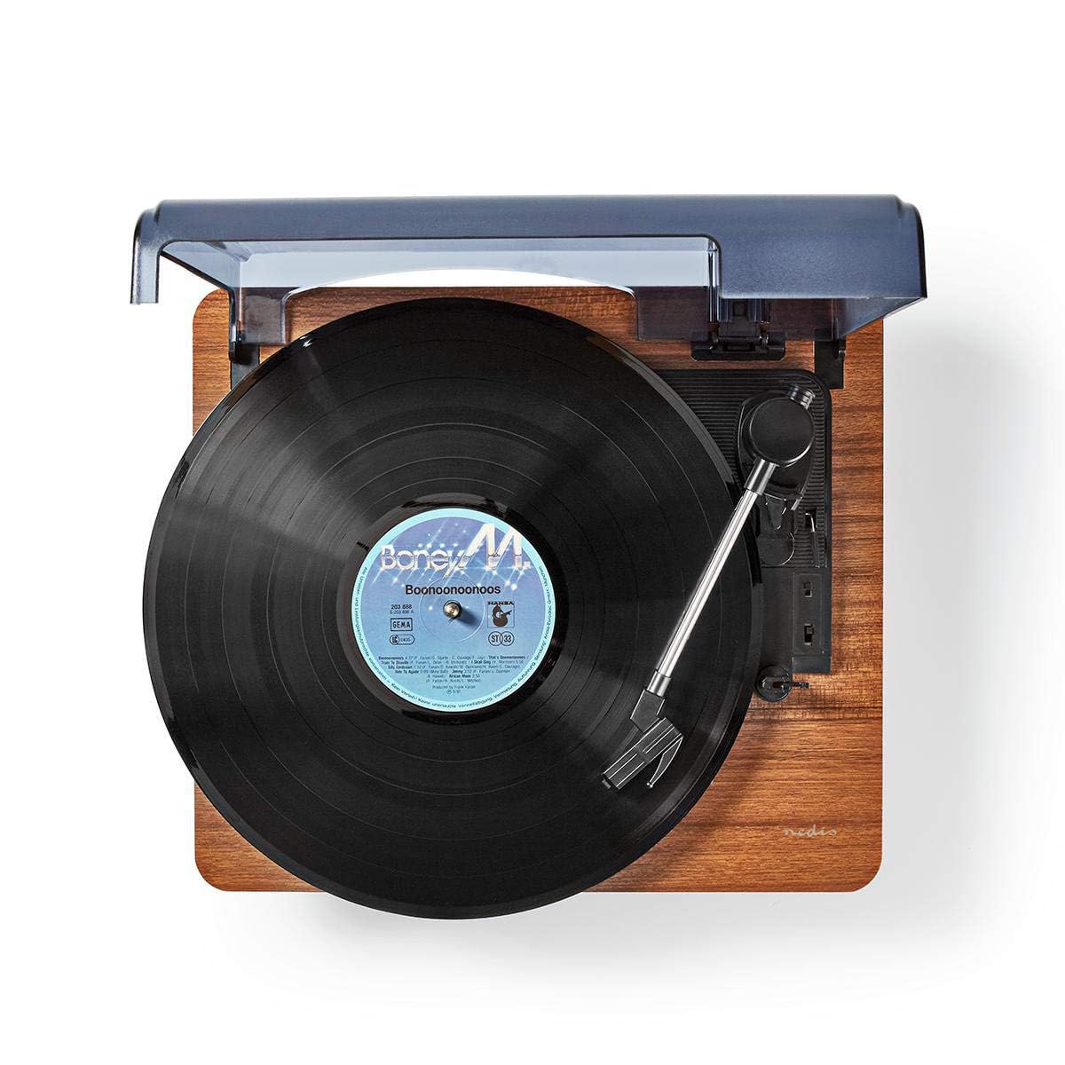Giradischi con trasmissione a cinghia | 33/45 / 78 rpm | Trasmissione a cinghia | 1x RCA stereo | Bluetooth® | 9 W | Amplificatore (pre) incorporato | ABS/MDF | Marrone/Nero
