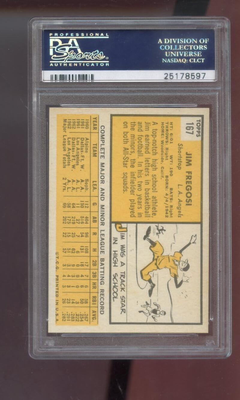 1963 Topps #167 Jim Fregosi PSA 7 Graded Baseball Card MLB NM Los Angeles Angels