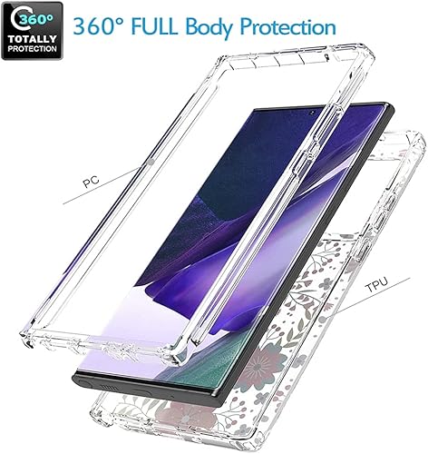 Miniatura 3 de Funda para Galaxy Note 20 Ultra 5G, Samsung Note 20 Ultra para niñas, bonita funda floral de TPU transparente a prueba de golpes, funda protectora
