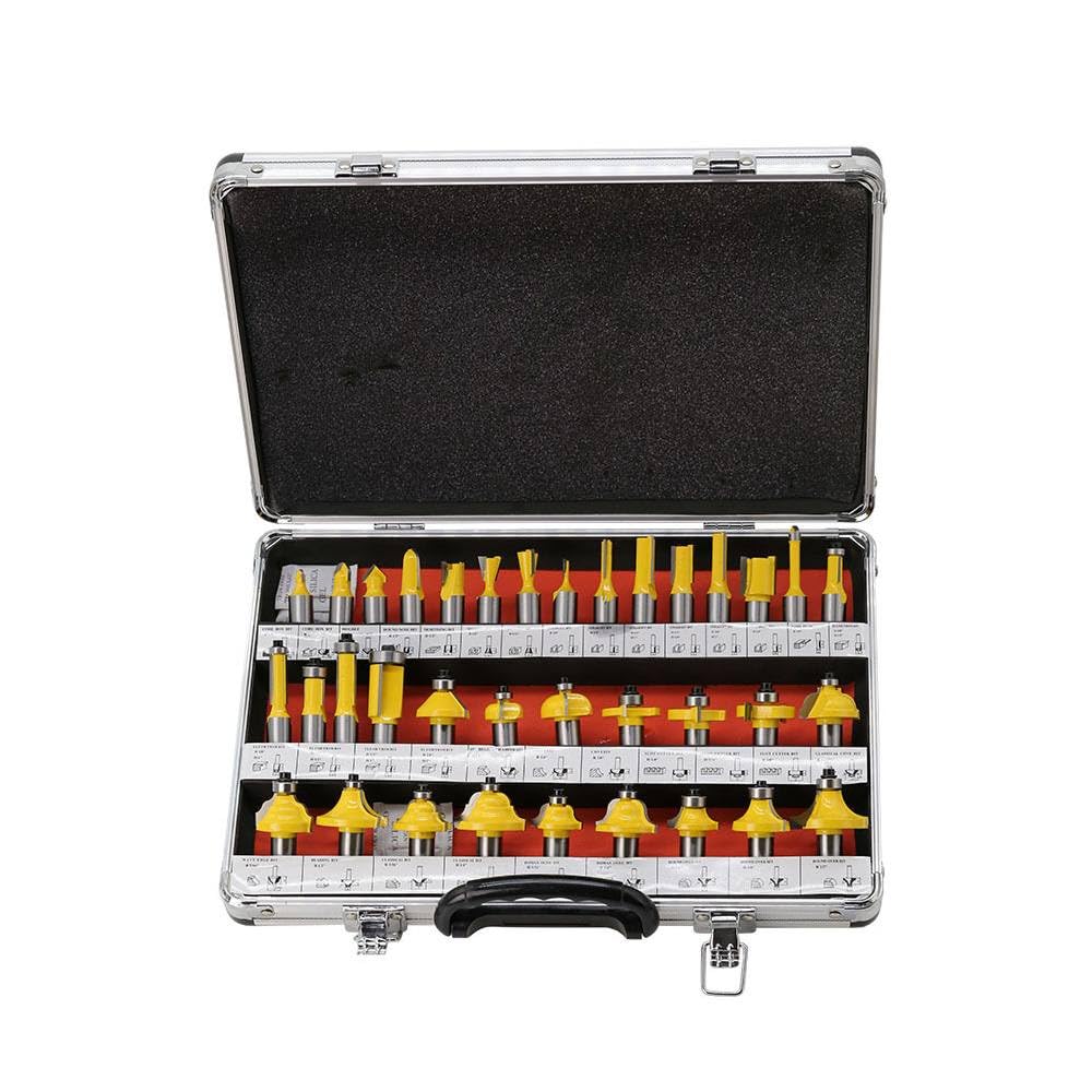35pcs/Set 1/2"(12.7mm) Shank Milling Cutter Tungsten Carbide Router Bit Set Wood Woodworking Cutter Trimming Hand Machine