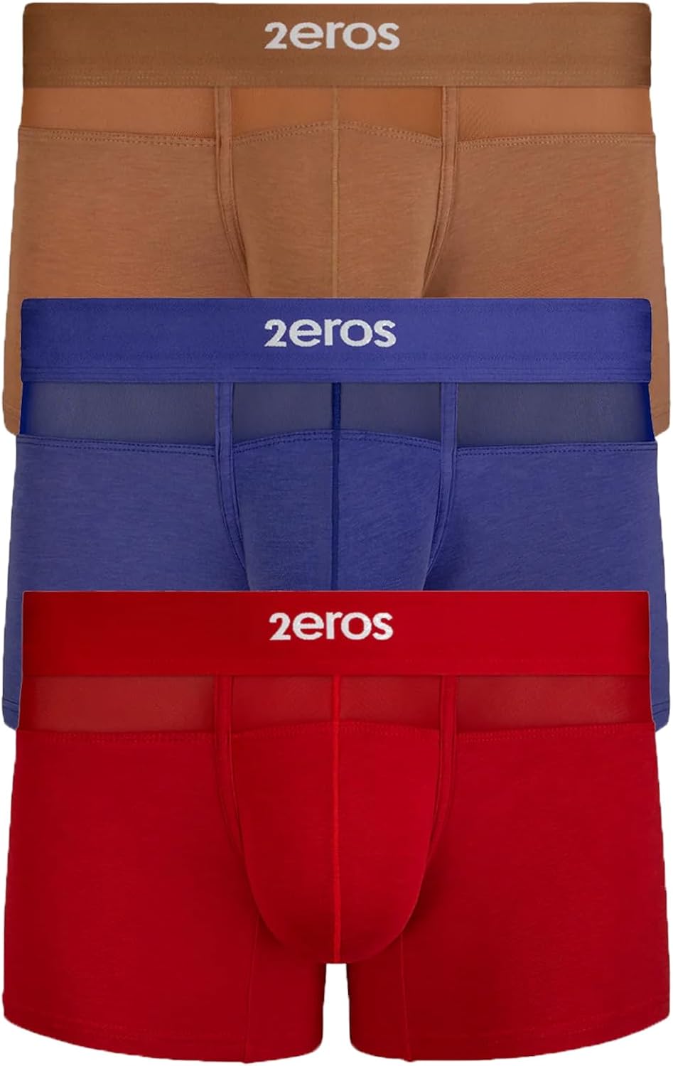2eros - Mens Trunks Underwear - Morpheus Trunk Multipack Brown + Purple +Red