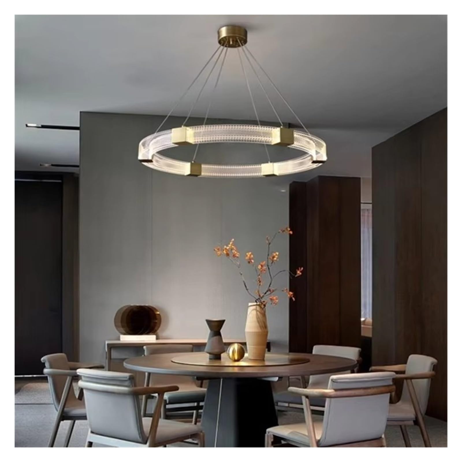 THKSGIV Modern LED Chandelier for Living Room Dining Bedroom Pendant Lamp Acrylic Lampshade Hanging Light