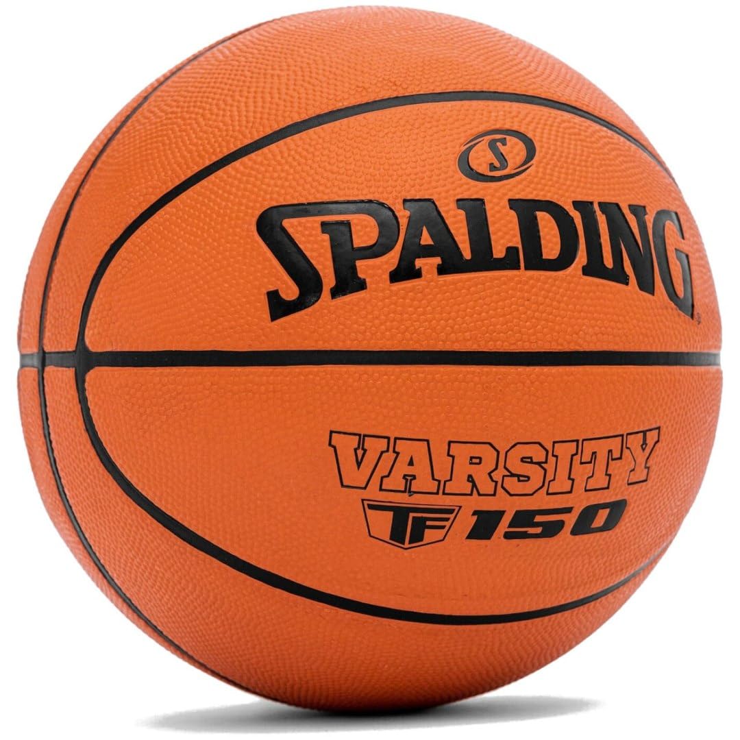 Spalding TF-150 Varsity piłka do koszykówki z wytrzymałej gumy | oficjalny rozmiar | nadaje się do wszystkich powierzchni | z Shooter's Seam dla lepszej kontroli nad piłką