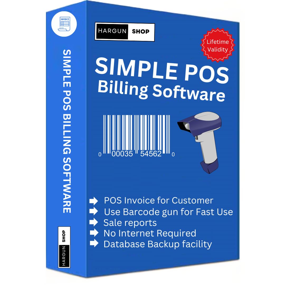 Hargun Shop Simple Pos billing Software Lifetime Validity | 80mm 3 Inch | 58mm 2 Inch Thermal Receipt – Software for PC | Retail Shop Billing…