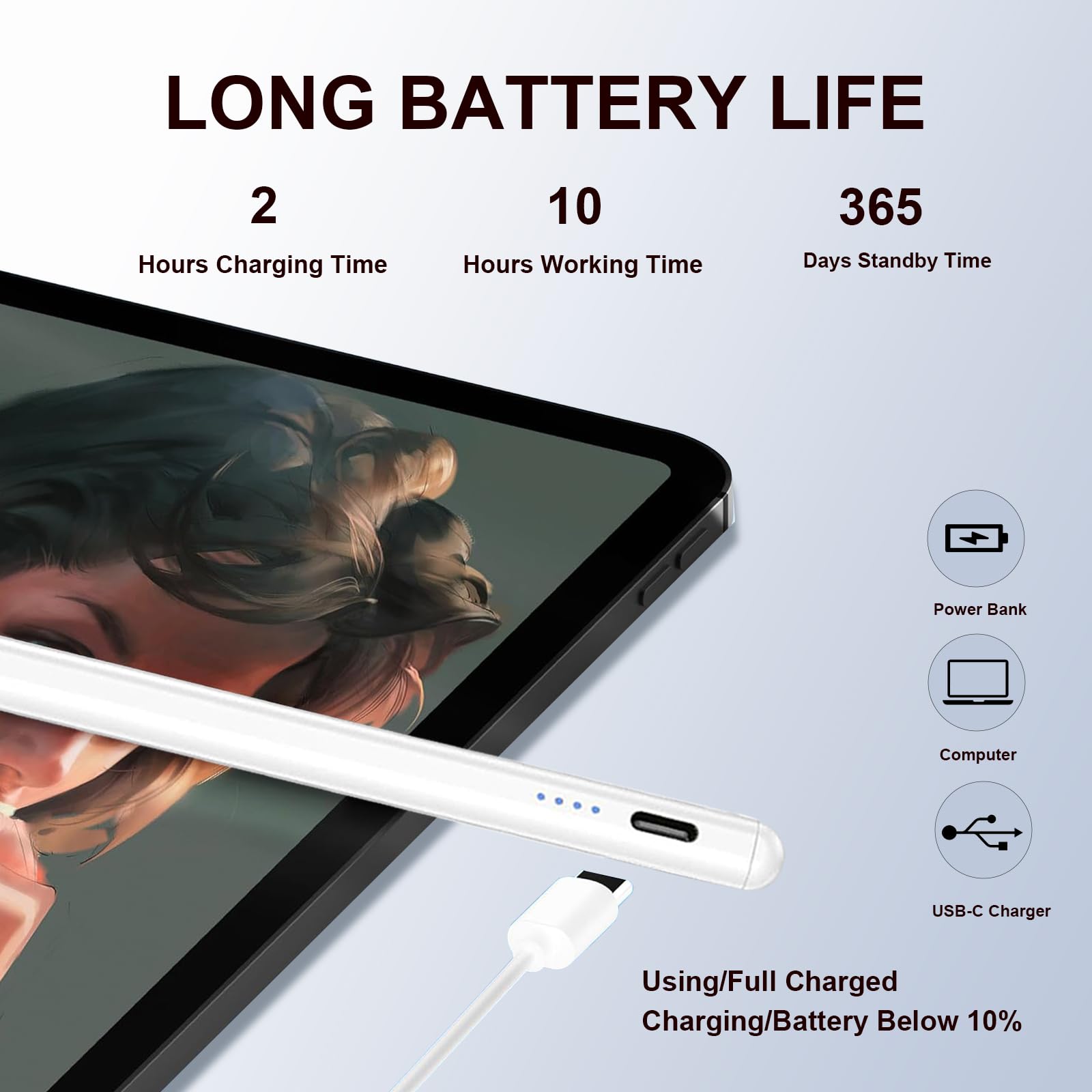 2 Stück Stylus Pen für Samsung Galaxy Tab A9/A8/A7 Tablet Stifte für iOS/Android/Windows Stylisten Stift mit Dual Touch Screen Stylus Pencil (Lavendel)