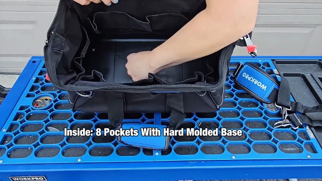 WORKPRO 16-inch Wide Mouth Tool Bag with Water-Proof Molded Base
