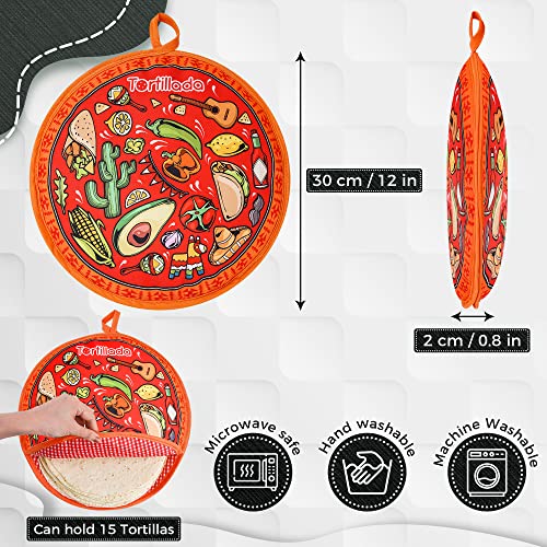 Tortillada - Tortillawärmer (30 cm) aus Baumwolle/Polyester (Rot) – Ansicht 4