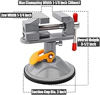 Vista 2 de Mesee Mini tornillo de prensa de taladro con ventosa, tornillo de tallado ajustable con rotación de 360 grados, abrazadera de nogal giratoria, banco