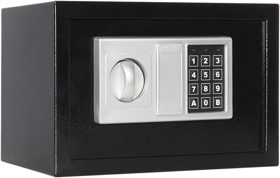 Lovndi Securitay Lock Box with Keypad, 0.33 Cubic Feet Digital Steel Safe Box for Home Office, 12.2×7.8×7.8 inches, Black